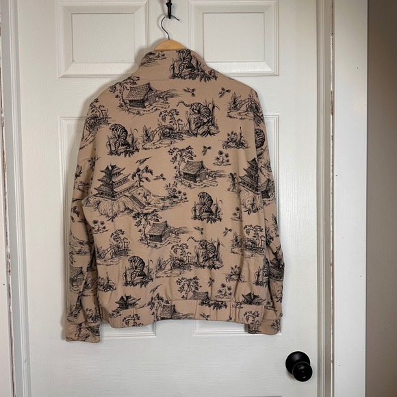 Ellandemm J'Adore L'Amour Tiger Toile Quarter Zip Sweatshirt Tan Black SM - Picture 7 of 11